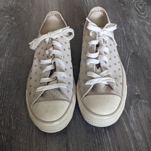 Beige and Gold Polka Dot Converse Sneakers